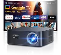 Smart Beamer 4K 【1200 ANSI/Google TV】 Netflix Official, Autofocus, Corrección Trapezoidal, Proyector Exterior Luz Diurna WiFi 6 Bluetooth, Control por Voz, 1080P Full HD LED Montaje en Techo 300" para