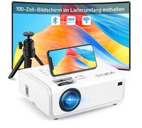 Smart Beamer【Electric Keystone 6D/4P】 VOPLLS Enfoque Eléctrico 22000 Lumen Beamer 4K Support WiFi6 Bluetooth Full HD 1080P Video Beamer Home Cinema / Outdoor Projector para Teléfono Móvil/Laptop