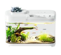 Smart Betta - Acuario de pecera de 3 galones con monitor de temperatura, filtración de 3 etapas, iluminación de 8 colores, kit de tanque beta pequeño autolimpiable, acrílico