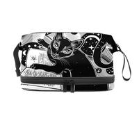 Smart Black Cat Reading Magic Book - Bolsa de cosméticos de doble capa para mujeres y niñas, neceser de viaje para maquillaje, práctica bolsa organizadora con compartimento para brochas, multicolor,