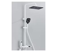 Smart Black Piano Digital Shower Set, Brass Rainfall Faucet, Cold & Hot Water Mixer, rious White Showerhead, Modern Bathroom Tap System - White A