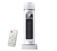 Smart Bladeless Tower Fan With 110° Automatic Oscillation - 4.72x13.58-Inch Desktop Evaporative Air Cooler | 6-Speed Quiet Misting Fan With 100ml Water Tank & Colorful LED Atmosphere Lights