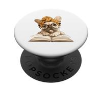 Smart Bulldog Francés Bookworm Dog con PopSockets PopGrip Adhesivo