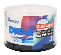 Smart Buy 50 unidades Dvd+r Dl 8.5 gb 8x DVD Plus R doble capa imprimible blanco de inyección de tinta blanca de datos grabables medios 50 discos husillo
