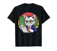 Smart Cat Teacher Studying Laptop Pizarra Camiseta