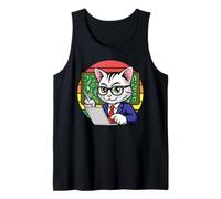 Smart Cat Teacher Studying Laptop Pizarra Camiseta sin Mangas