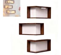 Smart Corner Shelves That Light up Your Space, Illuminated Corner Shelves, Set of 3 Corners Floating Storage Shelf, for Figurines and Collectibles, Display Stand, for Living Rooms (Wiht 3 lights)