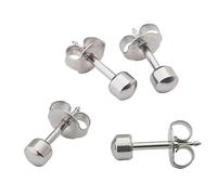 Smart Cutie Paquete: 2 pares de piercings de oreja oficiales Caflon Blu, acero inoxidable, bola regular, 4 mm, Acero inoxidable, Sin piedra preciosa
