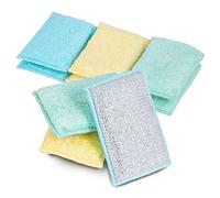 Smart Design Esponja Resistente con Fibra de rayón de bambú sin Olor, Juego de 9, Ultra Absorbente, Suave y metálico, Limpieza, Platos y Manchas duras, Primavera, Amarillo, Menta, Azul