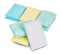 Smart Design SmartCloth Esponjas para fregar con fibras antibacterianas - Resistente y ultra absorbente - para limpieza, platos, manchas duras - cocina, Non-Scratch Set of 9, Blue, Mint, Yellow
