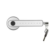 Smart Door Handle Lock 4-in-1 Bluetooth Fingerprint Keypad Door Lock Biometric Support Fingerprint/Password/Key/Bluetooth/Tuya App Unlock(Silver)