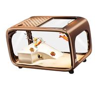 Smart Ecosystem Marinepark con función de alimentación automática, flecos de seguridad redondeados, hábitat visible para peces de combate y animales marinos, estructura de alimentación inteligente