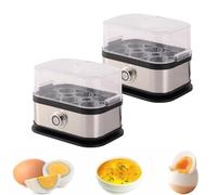 Smart Egg Cooker with Auto Shut, Effortless Egg Cooking with the Ultimate Stainless Steel Egg Cooker, Electric Rapid Egg Boiler for 6 Eggs, Multi-function Soft, Medium, Hard Boiled (2pcs)