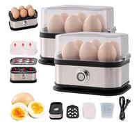 Smart Egg Cooker with Auto Shut, Effortless Egg Cooking with The Ultimate Stainless Steel Eggs Cooker for 6 Eggs, Knob Controled Auto Shut-Off Function for Hard/Soft/Medium Boiled (2 Pcs)