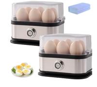 Smart Egg Cooker with Auto Shut, Electric Rapid Egg Boiler for 6 Eggs, Effortless Eggs Cooking with The Ultimate Stainless Steel Cooker (2PCS)