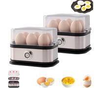 Smart Egg Cooker with Auto Shut, Etercitenal Smart Egg Cooker with Auto Shut Off, Electric Rapid Eggs Boiler for 6 Eggs, for Hard/Soft/Medium Boiled, Poached (2Pcs)