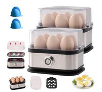 Smart Egg Cooker with Auto Shut Off, Effortless Egg Cooking with the Ultimate Stainless Steel Eggs Cooker, for Hard/Soft/Medium Boiled, Poached, Scrambled (2Pcs)