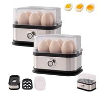 Smart Egg Cooker with Auto Shut Off, Electric Rapid Egg Boiler for 6 Eggs, Multi-function Soft, Medium, Hard Boiled, One-Touch Operation, 3modes (2pcs)
