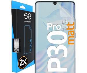 smart engineered 2x se® Protector 3D Antirreflejo para Huawei P30 Pro, Protección Solar, Compatible con Huellas y FaceID, Instalación sin Burbujas, Mate, Resistente a Golpes y Arañazos, Matériau TPU