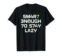 Smart Enough To Stay Lazy Leetspeak - Camiseta Divertida para Adolescentes, Hombres y Mujeres Camiseta gráfica económica, Hombre, Negro, S