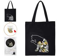 Smart-Feather Kit de bordado de gato para principiantes y adultos, kit de bolsa de mano con aro y patrones (B)