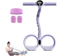 Smart Foot Pedal Puller, 6 Tube Pedal Puller Resistance Band, with Digital Counter & Handles, Ergonomic Design ,for Full Body Stretching, Yoga, Home Workout (Purple)