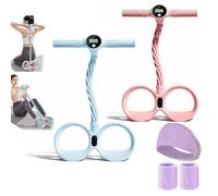 Smart Foot Pedal Puller, 6 Tube Pedal Puller Resistance Band with Digital Counter & Handles, Multifunction Elastic Yoga Resistance Band, for Full Body Stretching & Yoga Toning (Pink+Blue)