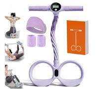 Smart Foot Pedal Puller, 6 Tube Pedal Puller Resistance Band with Digital Counter & Handles, Multifunction Elastic Yoga Resistance Band, for Full Body Stretching & Yoga Toning (Purple)