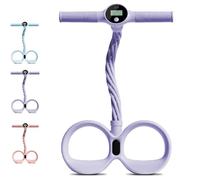 Smart Foot Pedal Puller, 6 Tube Puller Resistance Band, with Digital Counter, Multifunction Fitness Bands for Abdomen, Waist, Arm, Leg (Purple)