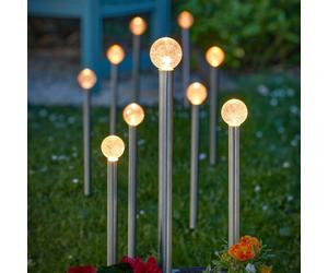 SMART GARDEN Pica de suelo solar LED GlowBall, juego de 10, 44 cm