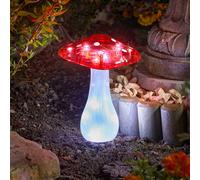 SMART GARDEN Pincho de suelo solar LED Magic Mushroom, juego de 3, rojo/blanco