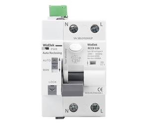 Smart-Home Interruptor Diferencial con Rearme Automático 2P monofásico 63A 30mA Tipo A & AC - 10kA - Auto/Manual/Bloqueo - 3 módulos - RCCB según EN 61008-1