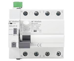 Smart-Home Interruptor Diferencial con Rearme Automático 4P trifásico 63A 30mA Tipo A & AC - 10kA - Auto/Manual/Bloqueo - 5 módulos - RCCB según EN 61008-1