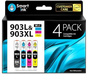 Smart Ink Reemplazo Compatible del Cartucho de Tinta para HP 903 XL 903XL High Yield 4 Pack (Black L & C/M/Y) con tecnología de Chip avanzado Cartuchos para HP OfficeJet Pro 6950 6960 6970
