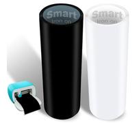 Smart Iron on - 2 rollos de vinilo para Cricut Joy, 14 x 200 cm, transferencia de calor, HTV Smart Iron on, lámina autoadhesiva de plóter de poliuretano, para manualidades, tejidos, camisetas (negro y