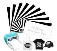 Smart Iron On for Cricut Joy, 18 láminas de plóter textil Smart Heat Transfer de vinilo, lámina flexible para plóter textiles para planchar, sin alfombrilla de corte para camisetas, tejidos (negro y