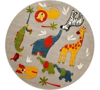 Smart Kids Alfombra redonda infantil con animales de la sabana beige Ø160