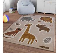 Smart Kids Nala & Friends - Alfombra tejida infantil (140 x 200 cm, diseño de leones, elefantes, jirafas e hipopótamos), diseño de Nala & Friends