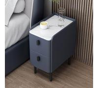 Smart LED Bedside Table with Charging Station Bluetooth Audio y dos cajones Diseño Moderno Construcción de Madera Sólida Tamaño Pequeño (30cm Ancho) Multifuncional Nightstand