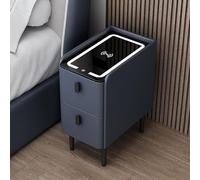 Smart LED Bedside Table with Wireless Charging Station Altavoz Bluetooth y dos cajones Azul marino