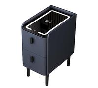 Smart LED Nightstand with 2 Drawers Wireless Charging Station Adjustable Lights Modern Small Bedside Table for Bedroom & Living Room Blue 40x40 cm