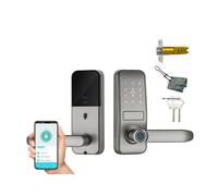 Smart Lock With Sleek Matte Black Handle - Keyless Entry Electronic Keypad Deadbolt, Fingerprint & Touchscreen Biometric Door Lock With Bluetooth for Front Entry