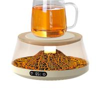 Smart Mug Warmer with LED Display, 4-Level Temperature Control Cup Heater, Portable Electric Warming Plate for Coffee, Tea, or Candles in Home, Offices, Dorm, 5.12x5.12x2.76 Inches
