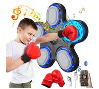 Smart Music - Máquina de boxeo para adultos y niños, máquina de entrenamiento con LED electrónico montado en la pared, equipo de perforación de entrenamiento en interiores en casa con guantes de boxeo