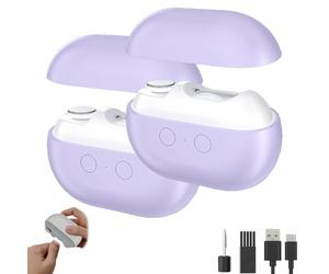 Smart Nail Clippers, Electric Nail Clipper & Polisher with LED Light & Storage Box, Safe Toe Automatic Fingernail Trimmer for Seniors, Adults, Kids, Baby (A-2pcs Purple)