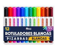 Smart Panda 12 Rotuladores Pizarra Blanca - Rotuladores Borrables Punta de Bala Gruesa - Tinta de Borrado en Seco No Tóxica, Fácil Agarre para Niños (12 Colores Variados)