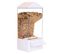 Smart Parakeet Feeder, Large Clear Food Dispenser, Anti-Spill Automatic Feeding Container with a Sturdy Clip or Screw Mechanism for Birds and Small Pets, 8.27x3.54 Inches