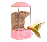 Smart Parakeet Feeder, Large Clear Food Dispenser, Anti-Spill Automatic Feeding Container with a Sturdy Clip or Screw Mechanism for Birds and Small Pets, 8.27x3.54 Inches