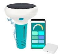 Smart Pool Water Tester 7 en 1, monitoreo inalámbrico Bluetooth en tiempo real, pH, EC, TDS, cloro, sal, análisis de temperatura, funciona con energía solar, diseño flotante