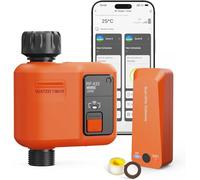 Smart Programador riego WiFi 1 Salidas con 300 Metros RF,WiFi supercobertura, Sistema de riego para jardín con retardo de Lluvia, Control por aplicación y Voz, Temporizador automático